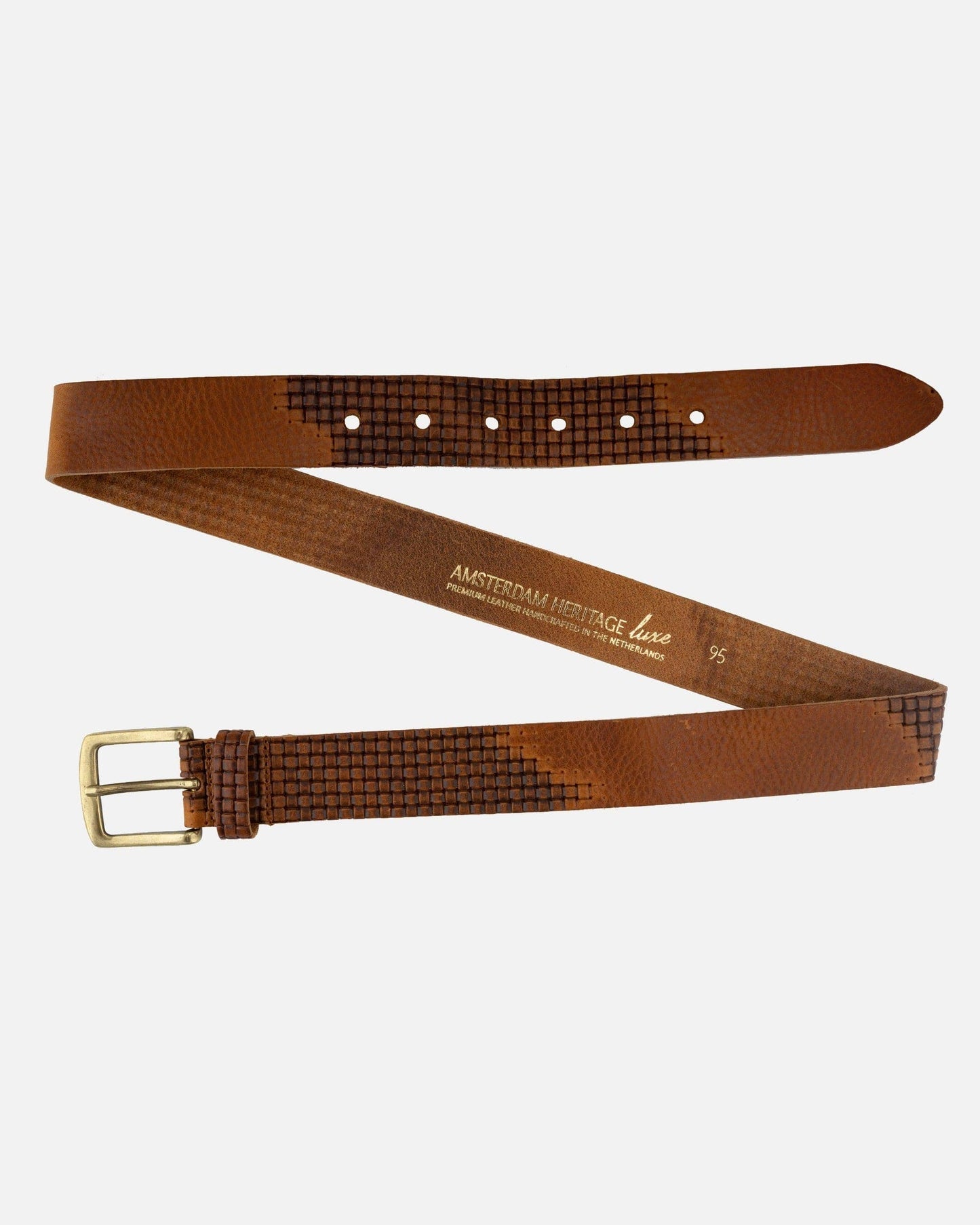 Alen Unisex Faded Leather Belt - Cognac