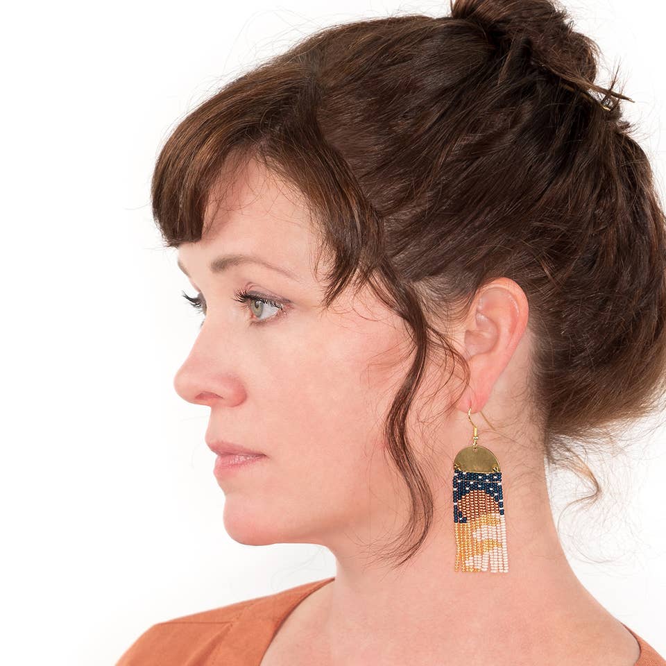 Warm Moonrise Fringe Earrings