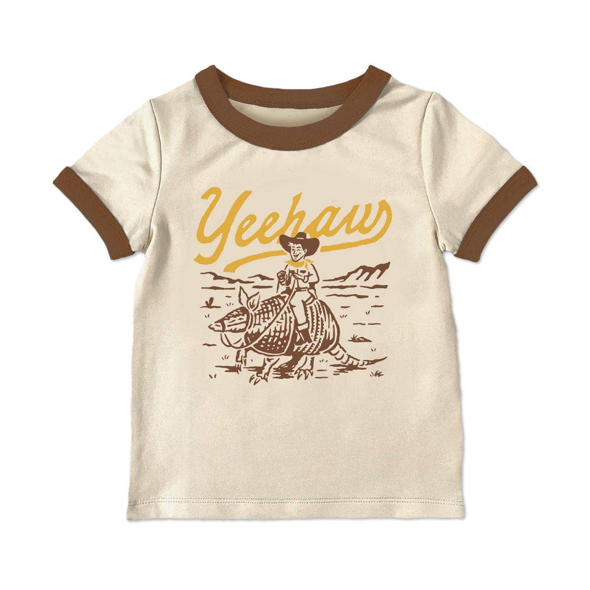 Children's t-shirt with 'Yeehaw' and cowboy graphic on a white background