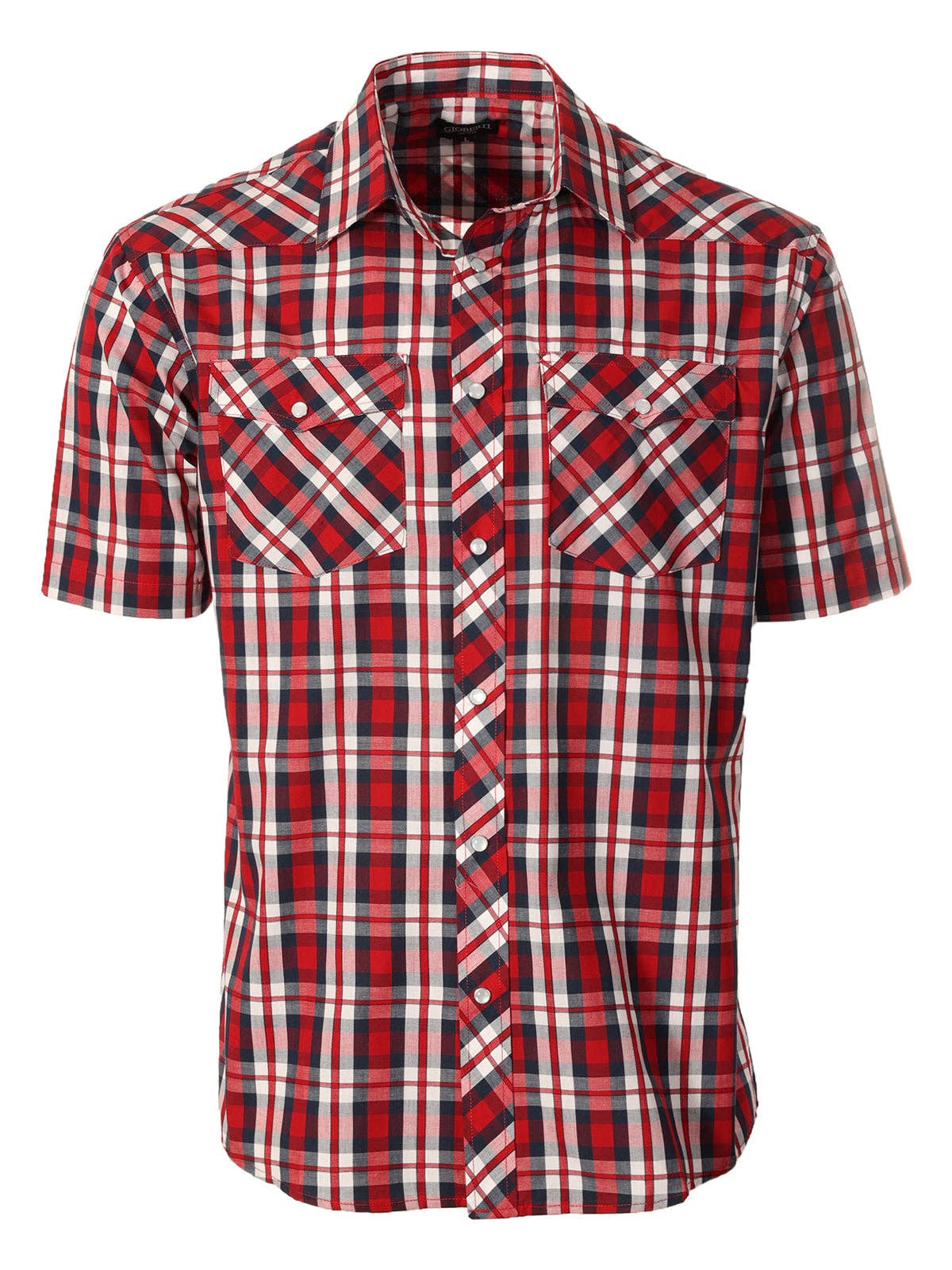 Men's Pearl Snap Plaid Western Shirt - Red/Navy