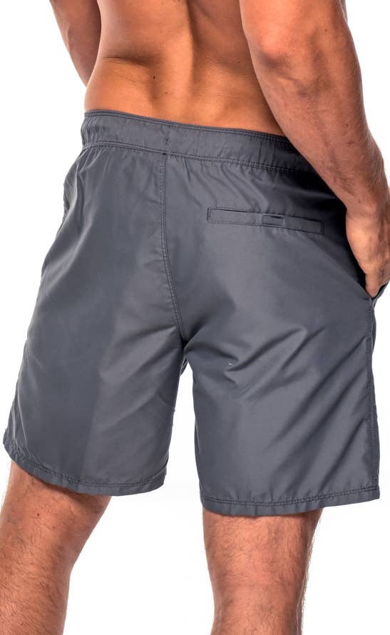 Men's Solid Swimming Elastic Board Shorts - Charcoal