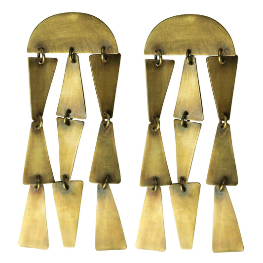 Trapezoids Summit Earring - Brass