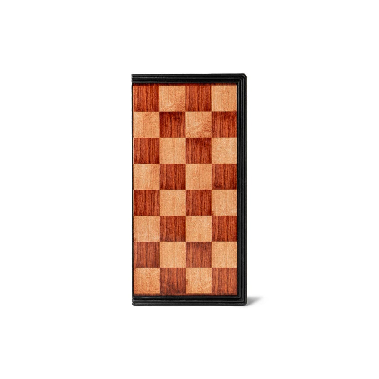 folded up light and dark wood checker board