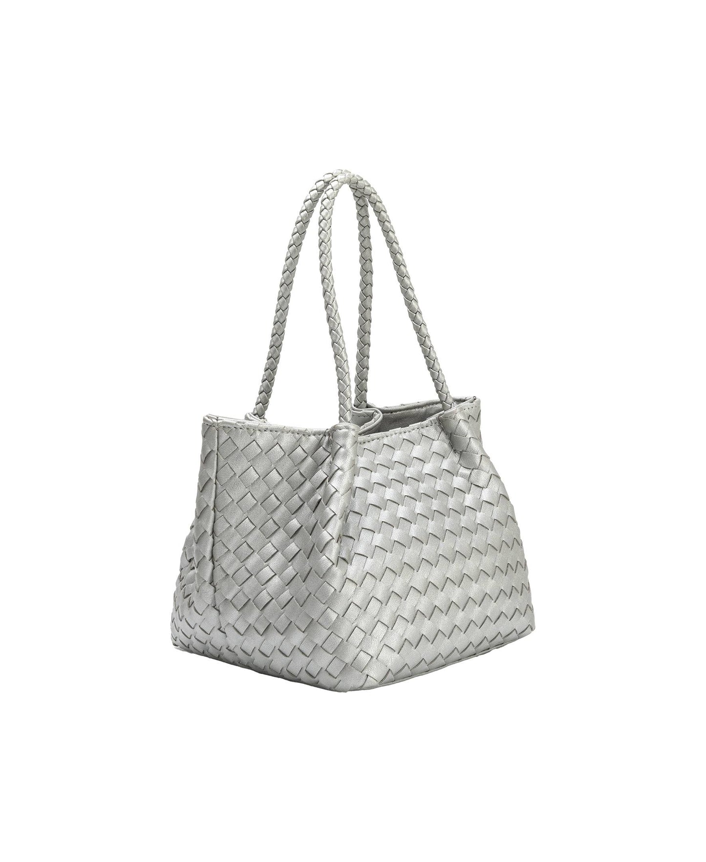 Anahi Vegan Top Handle Bag - Silver