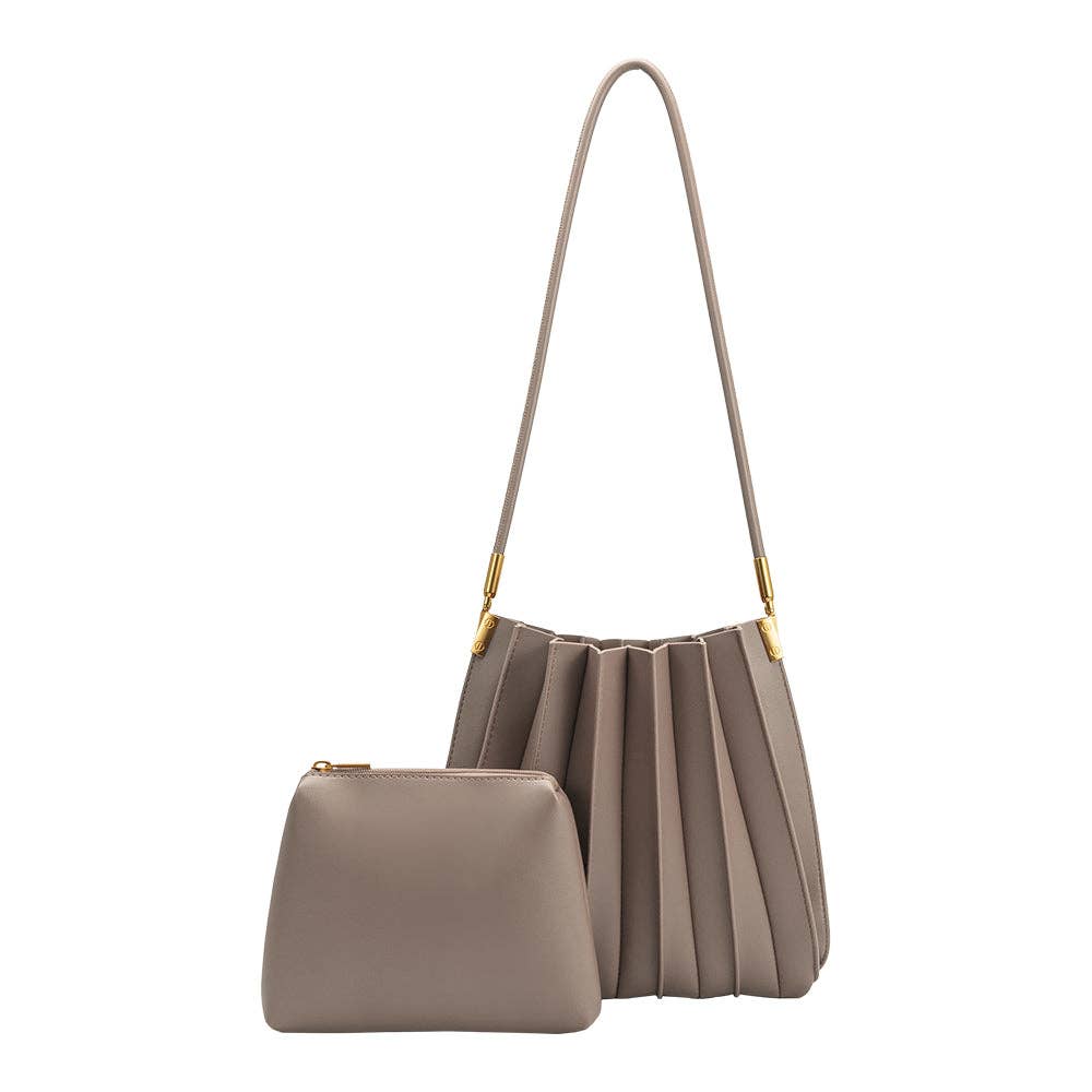 Carrie Pleated Vegan Bag - Mushroom