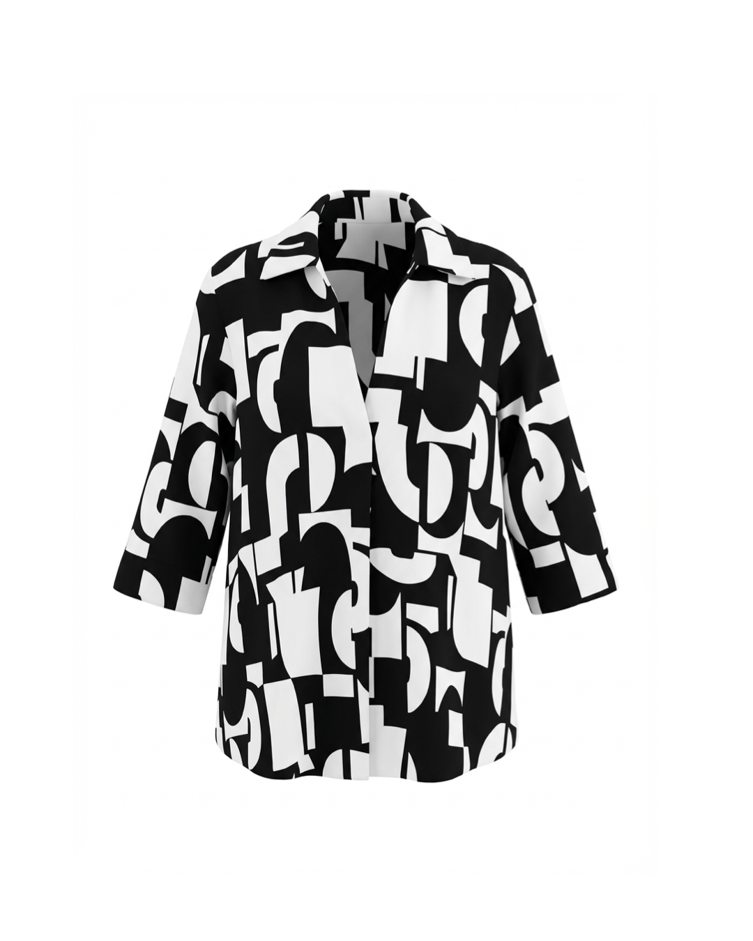 Black and white patterned shirt on a white background