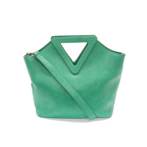 seafoam bag with triangle handles