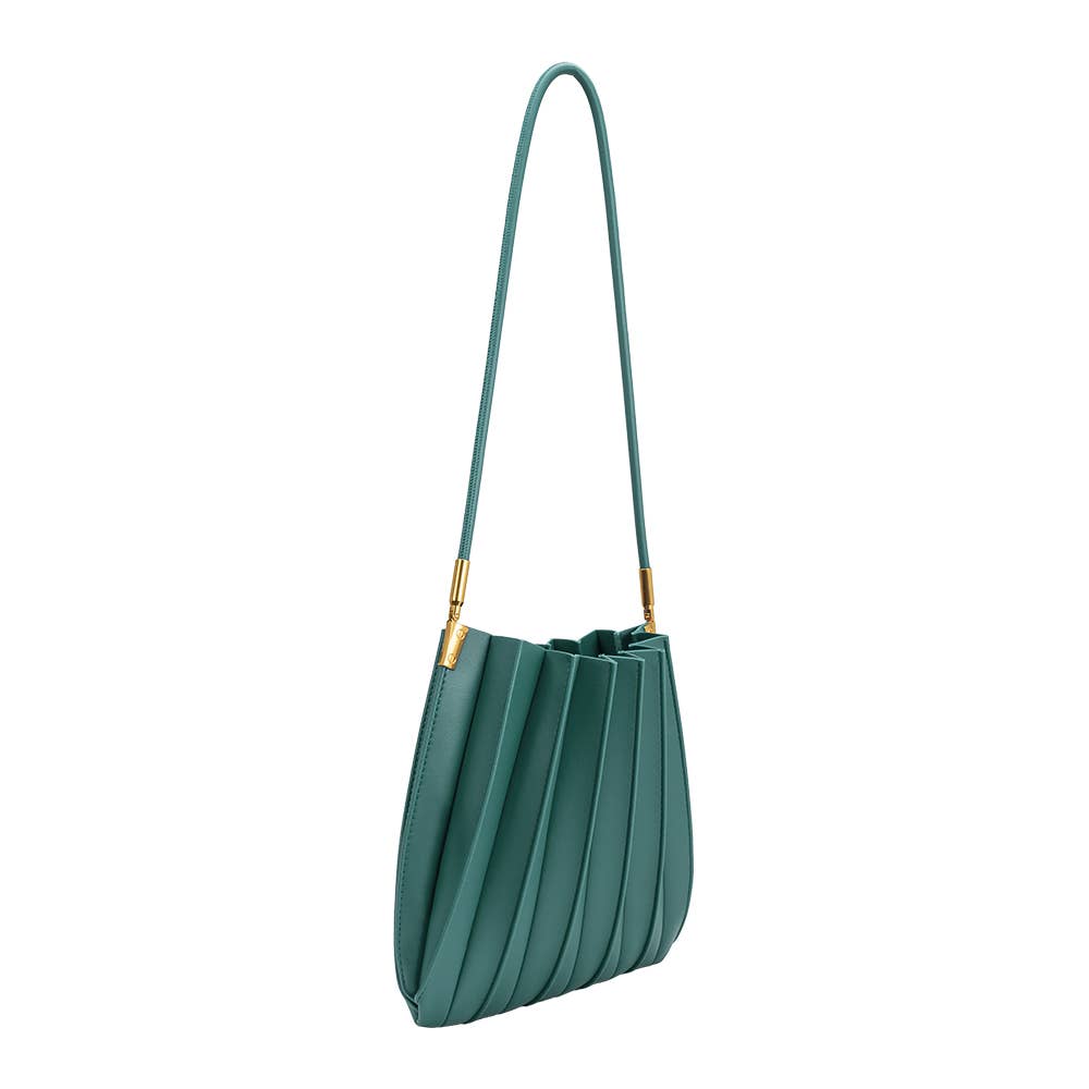 Carrie Pleated Vegan Bag - Peacock