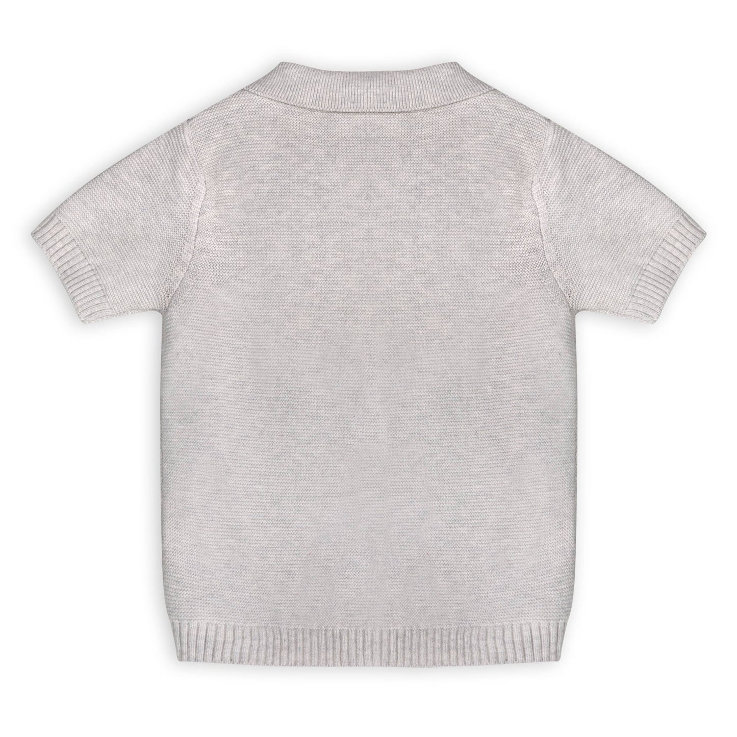 back of grey knit baby top