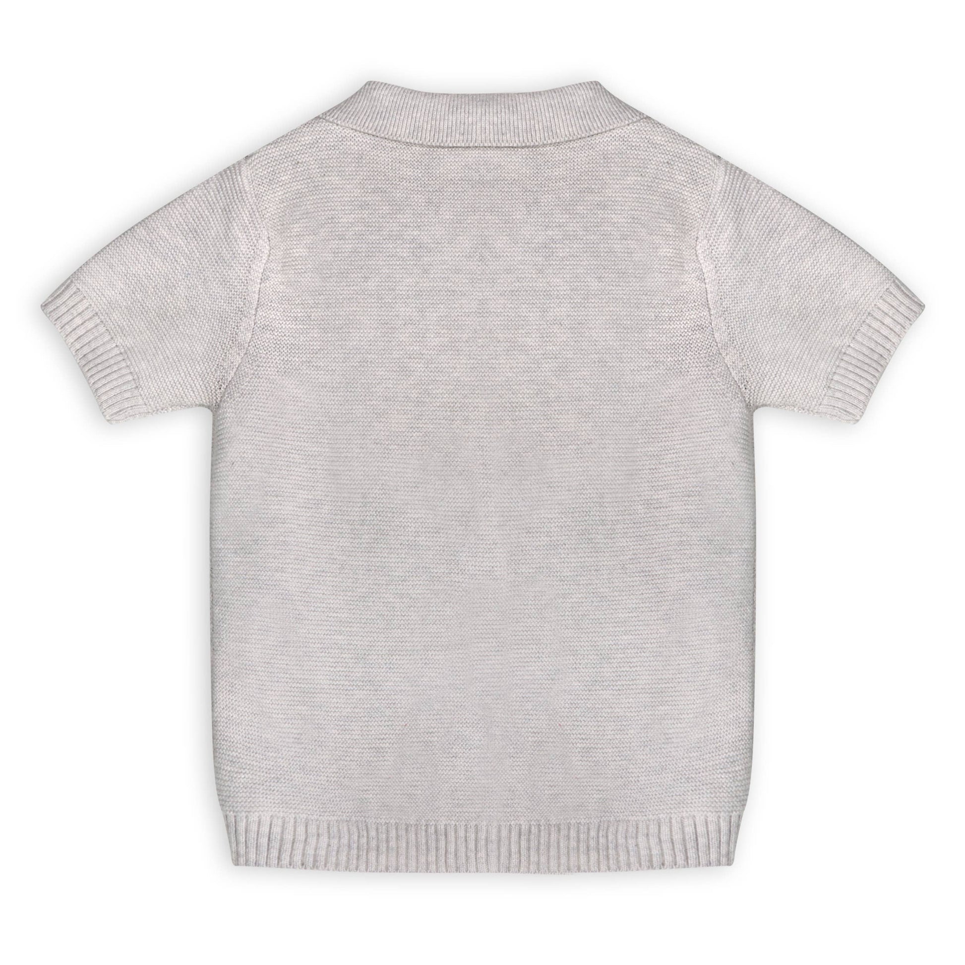 back of grey knit baby top