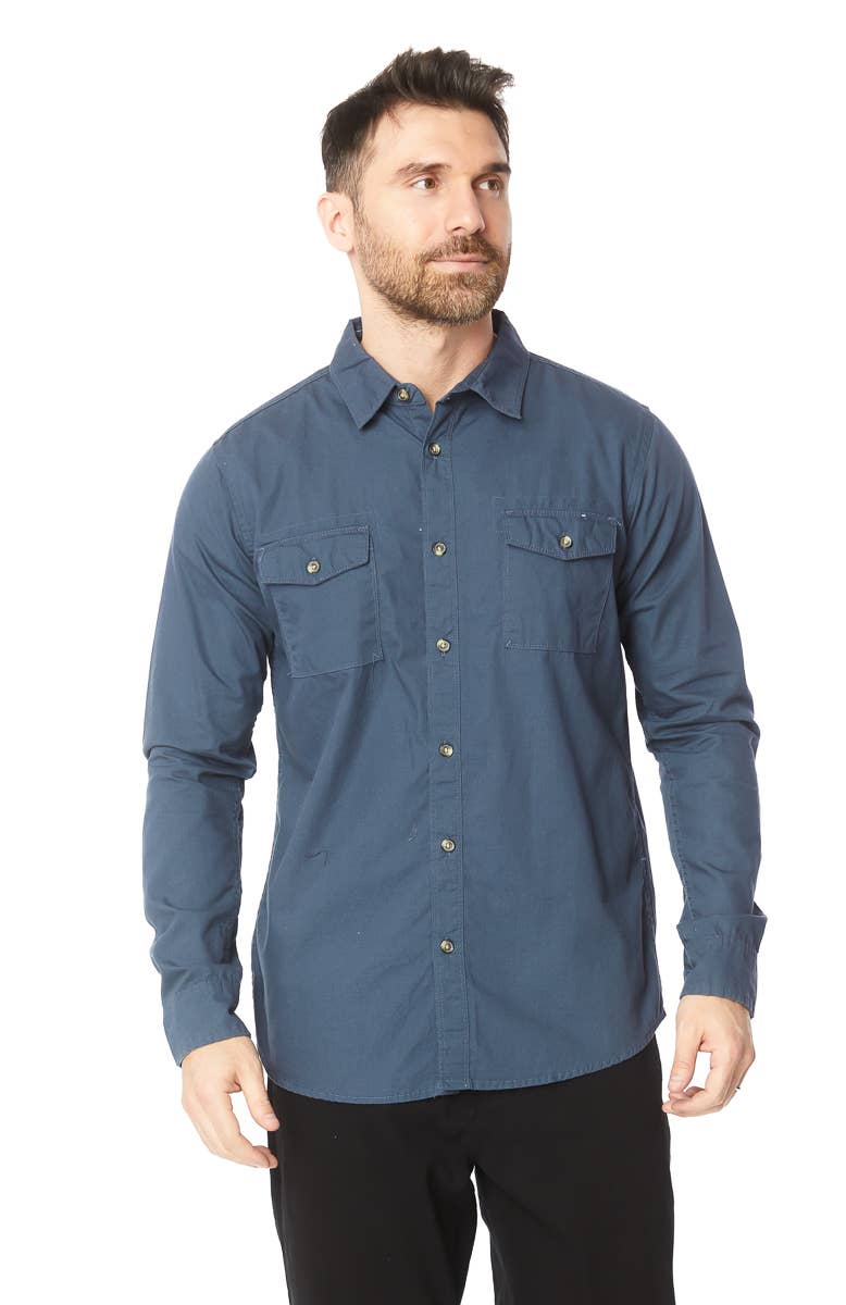 Men's Long Sleeve Twill Shirt - Blue