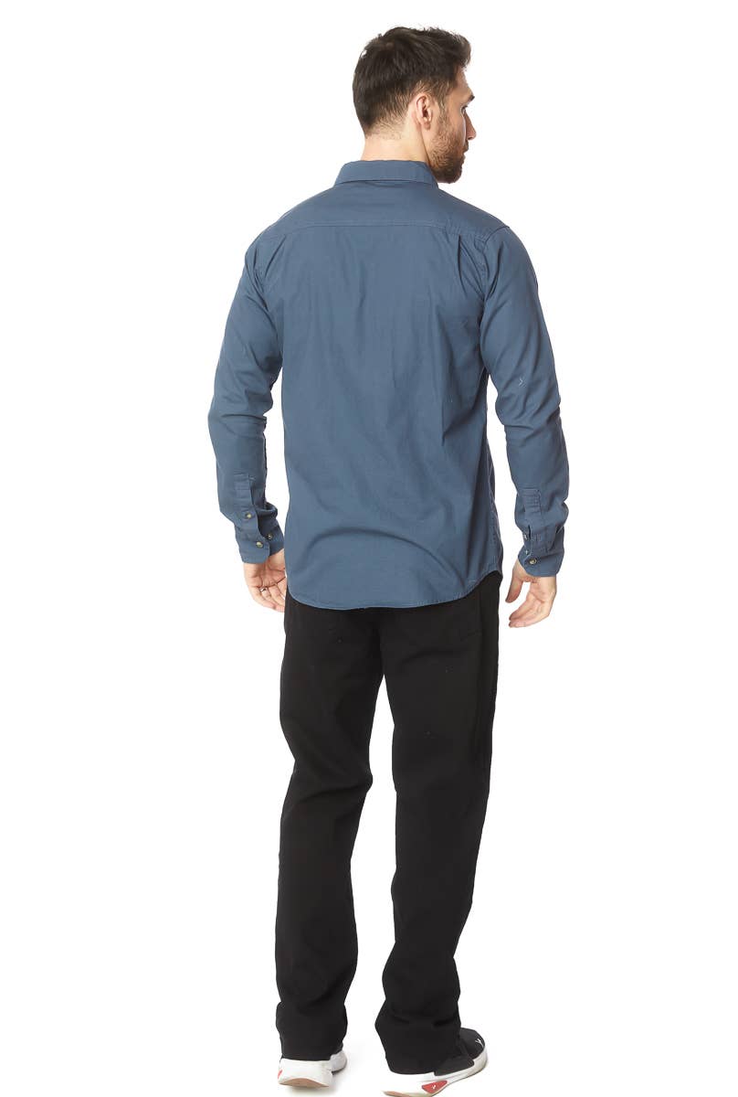 Men's Long Sleeve Twill Shirt - Blue