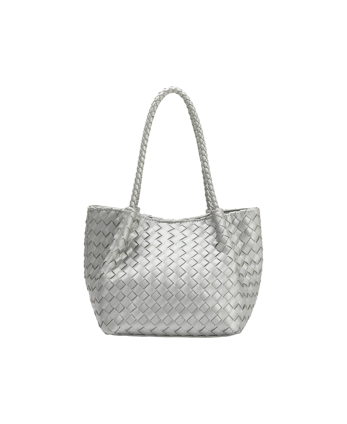 Anahi Vegan Top Handle Bag - Silver