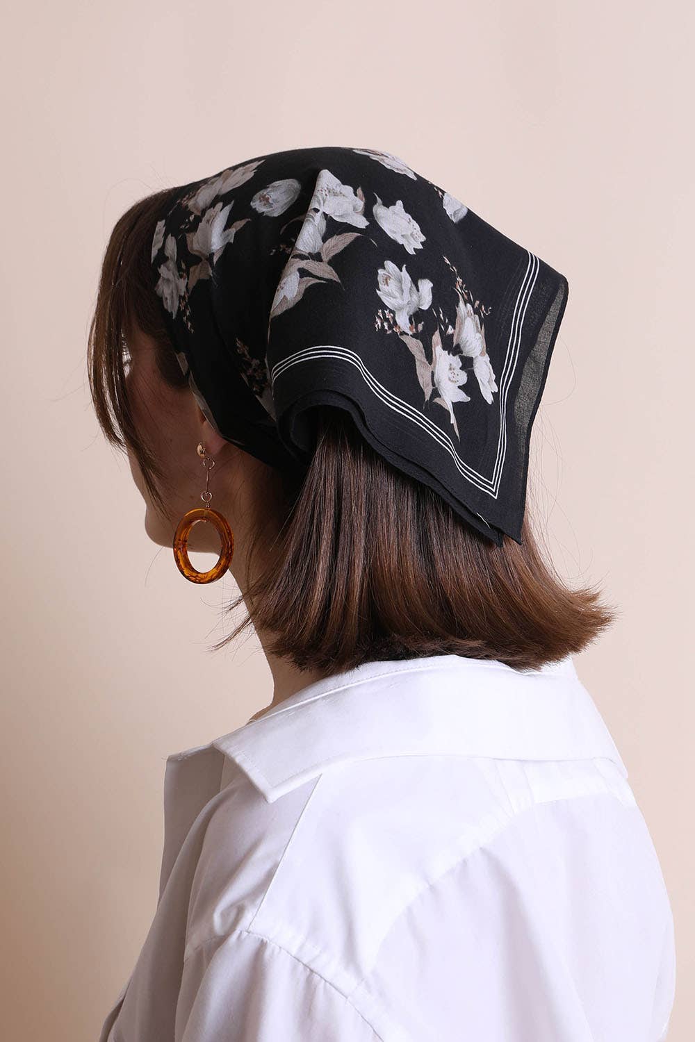 black bandana with orchid print