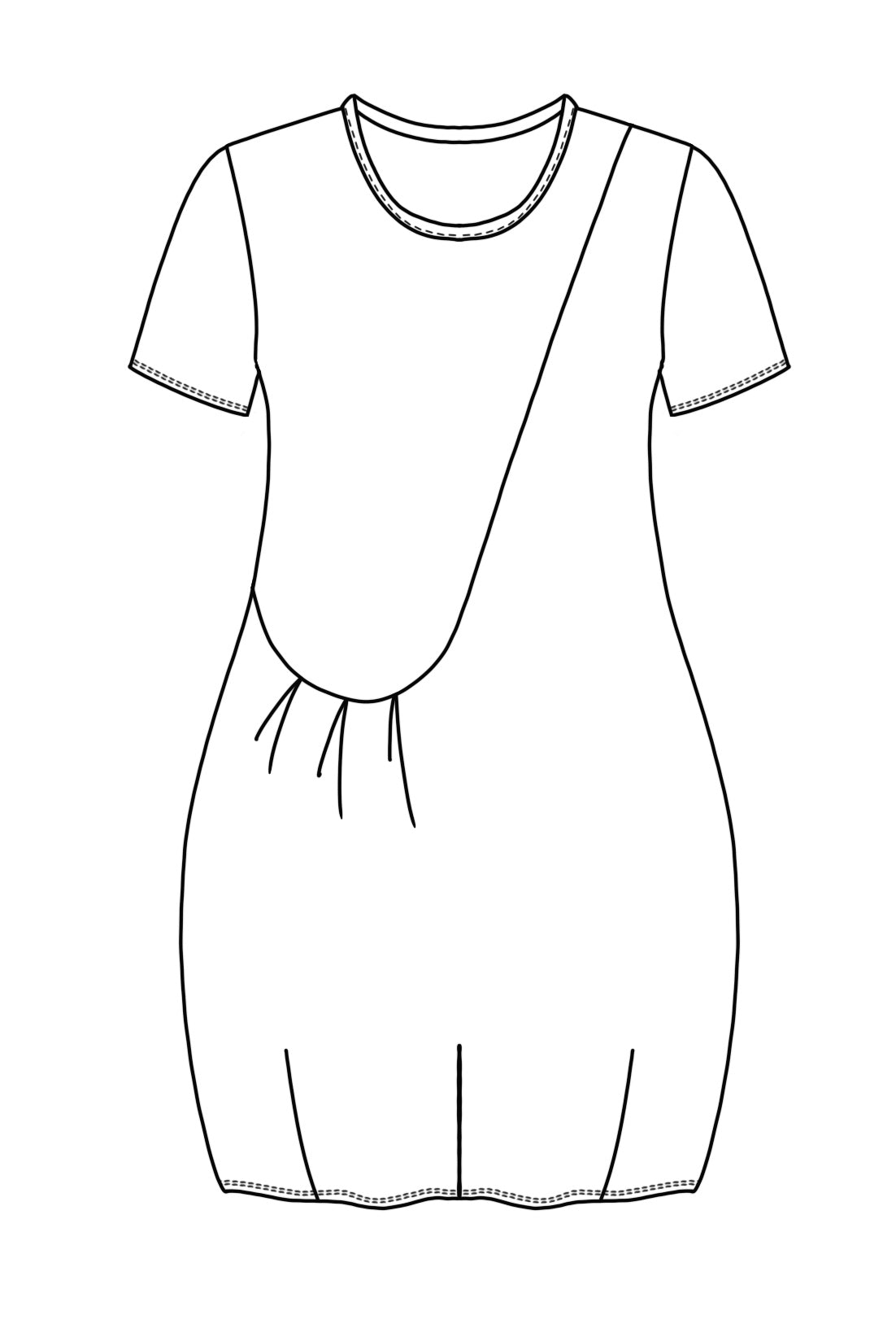 flat drawing of a tunic with one front pocket