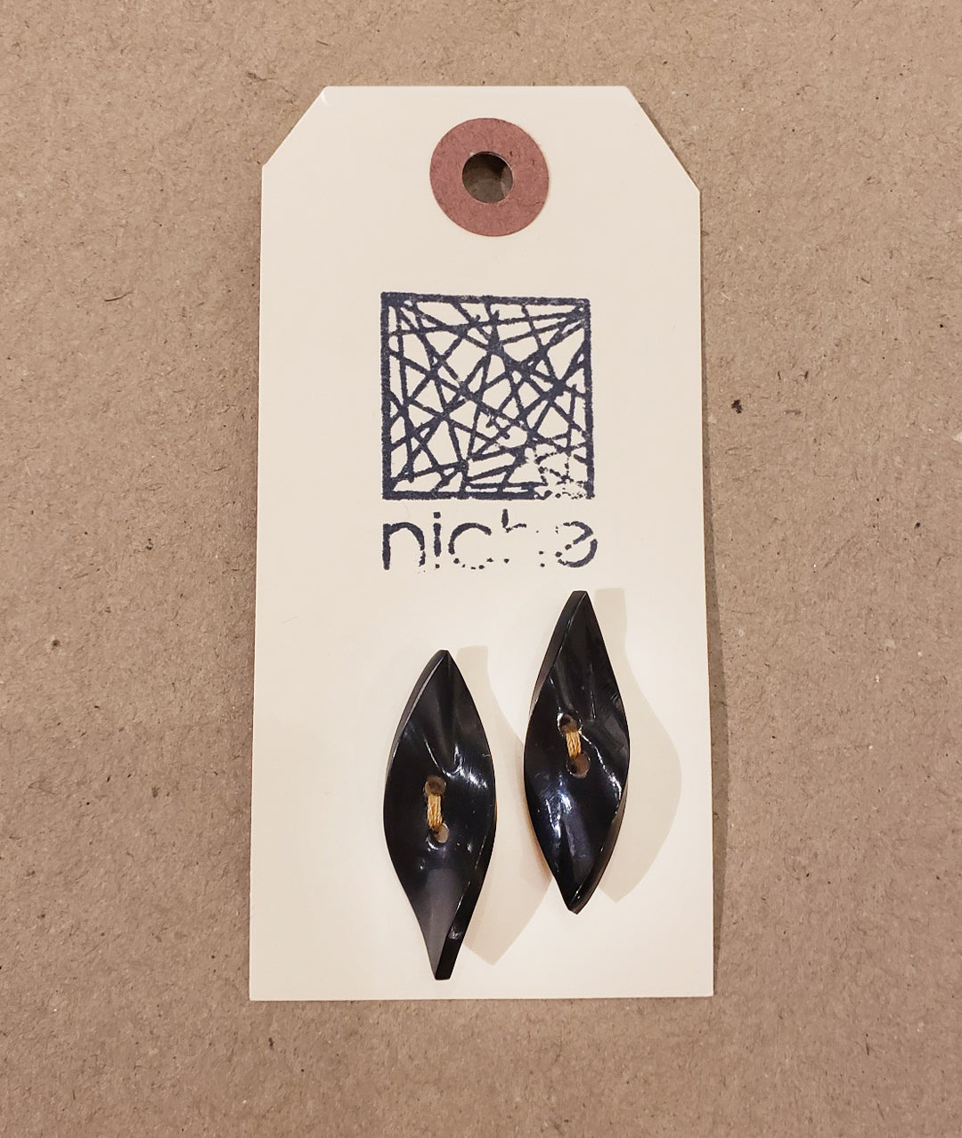 Black Teardrop Button