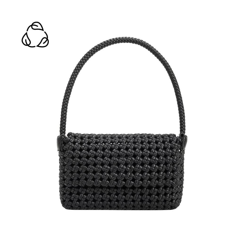 black woven shoulder bag