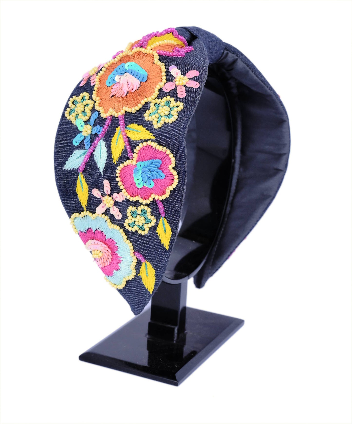 navy floral headband