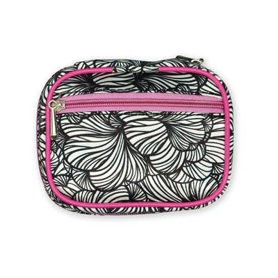 black and white patterned vitamin case