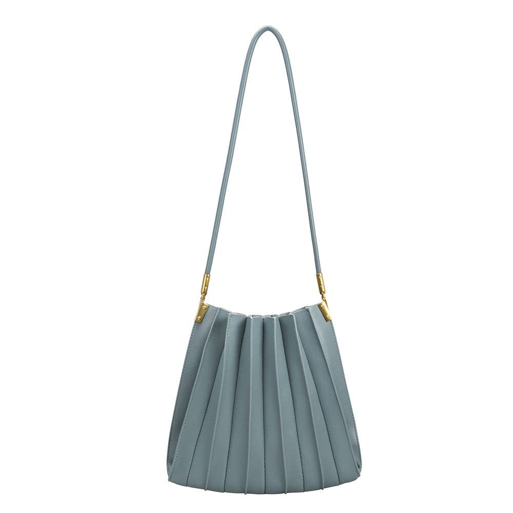 pleated shoulder bag in slate