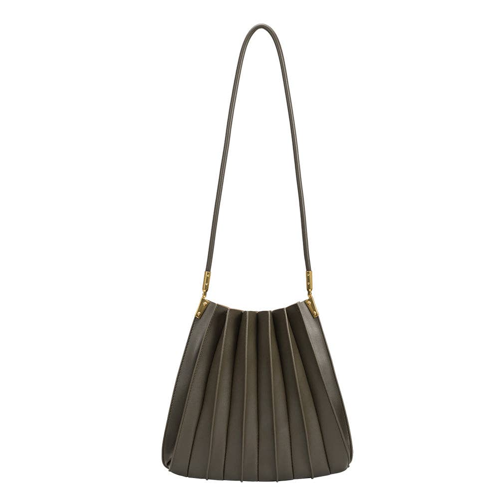 olive pleated shoulder bag