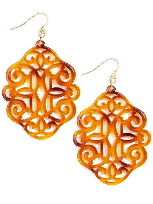 tortoise shell abstract dangly earrings