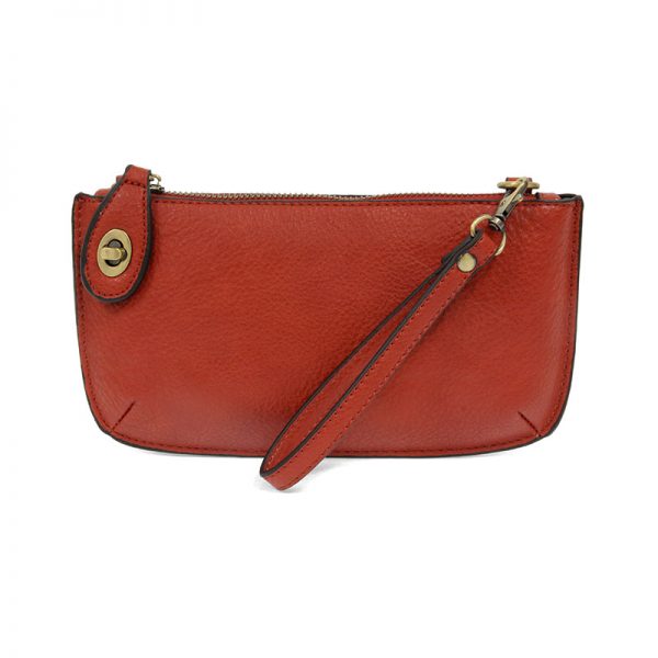 deep red wristlet bag