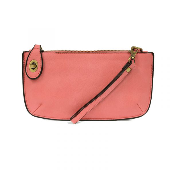 coral colored wristlet bag