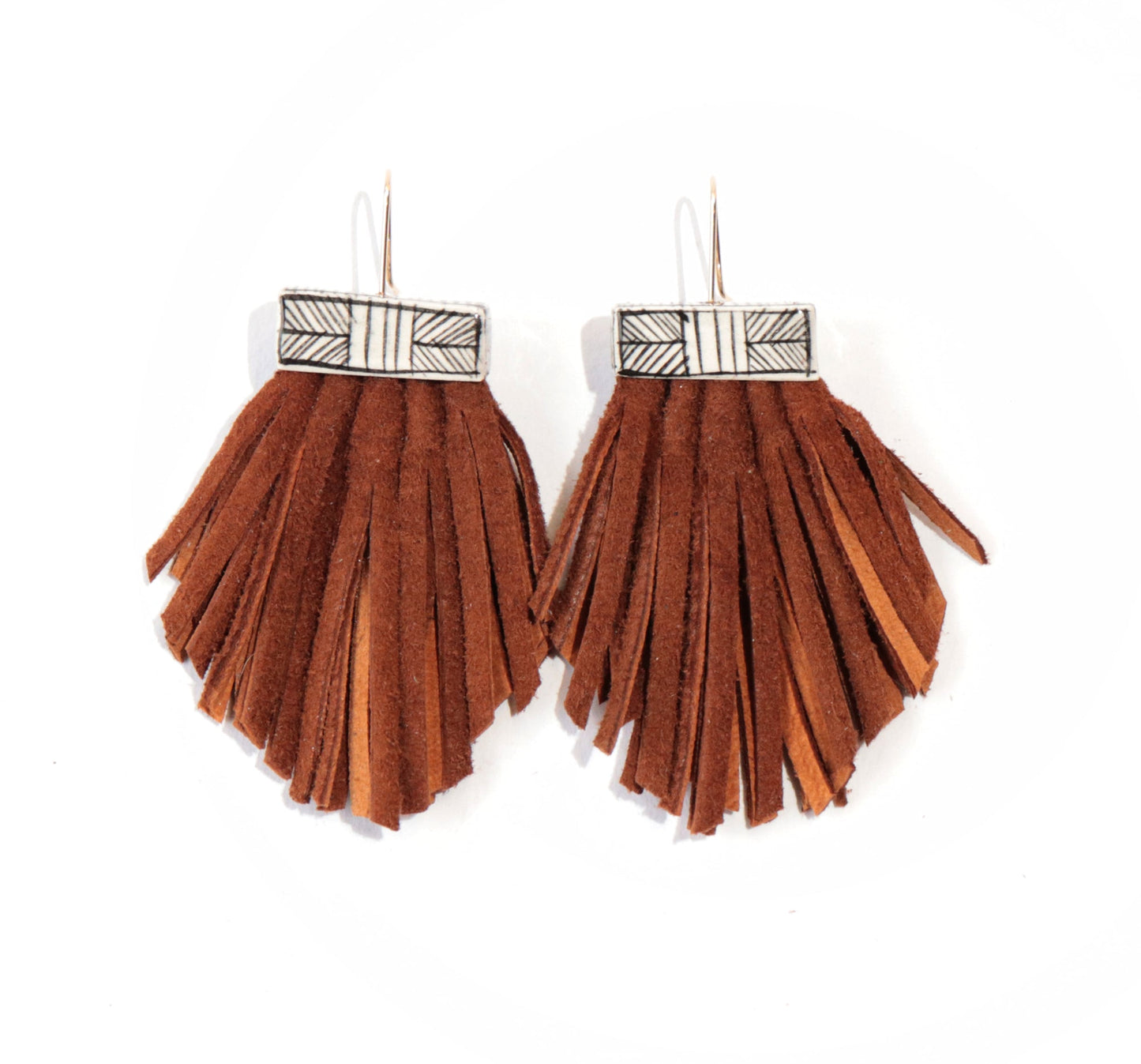 rust chunky fringe earrings
