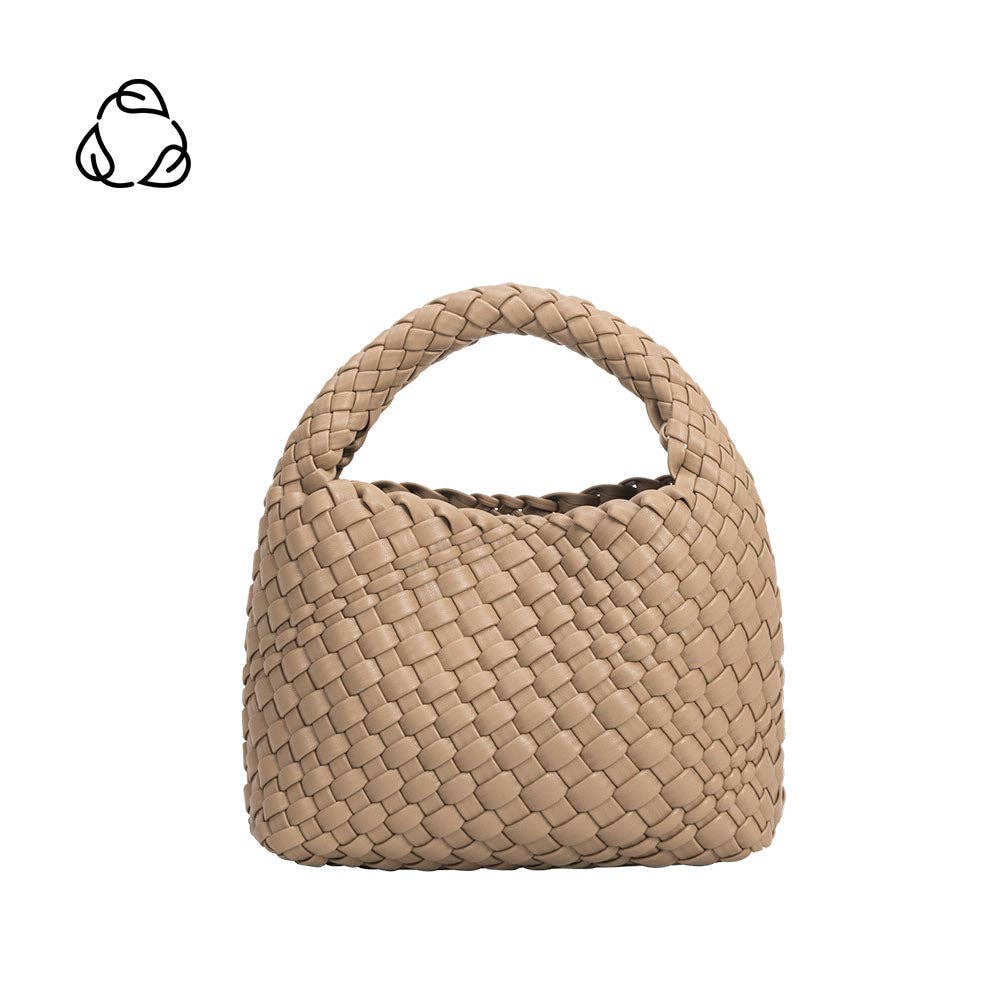 tan woven leather handle bag