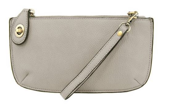 grey color wristlet bag