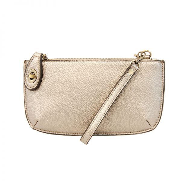 metallic ivory wristlet bag
