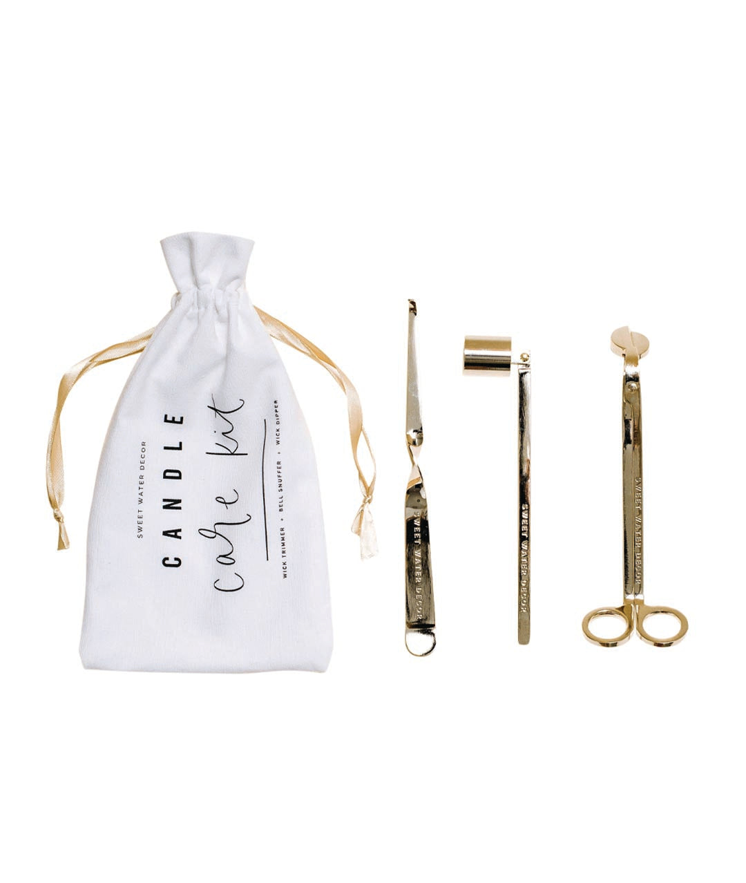 candle care set pictured with all contents and a bag