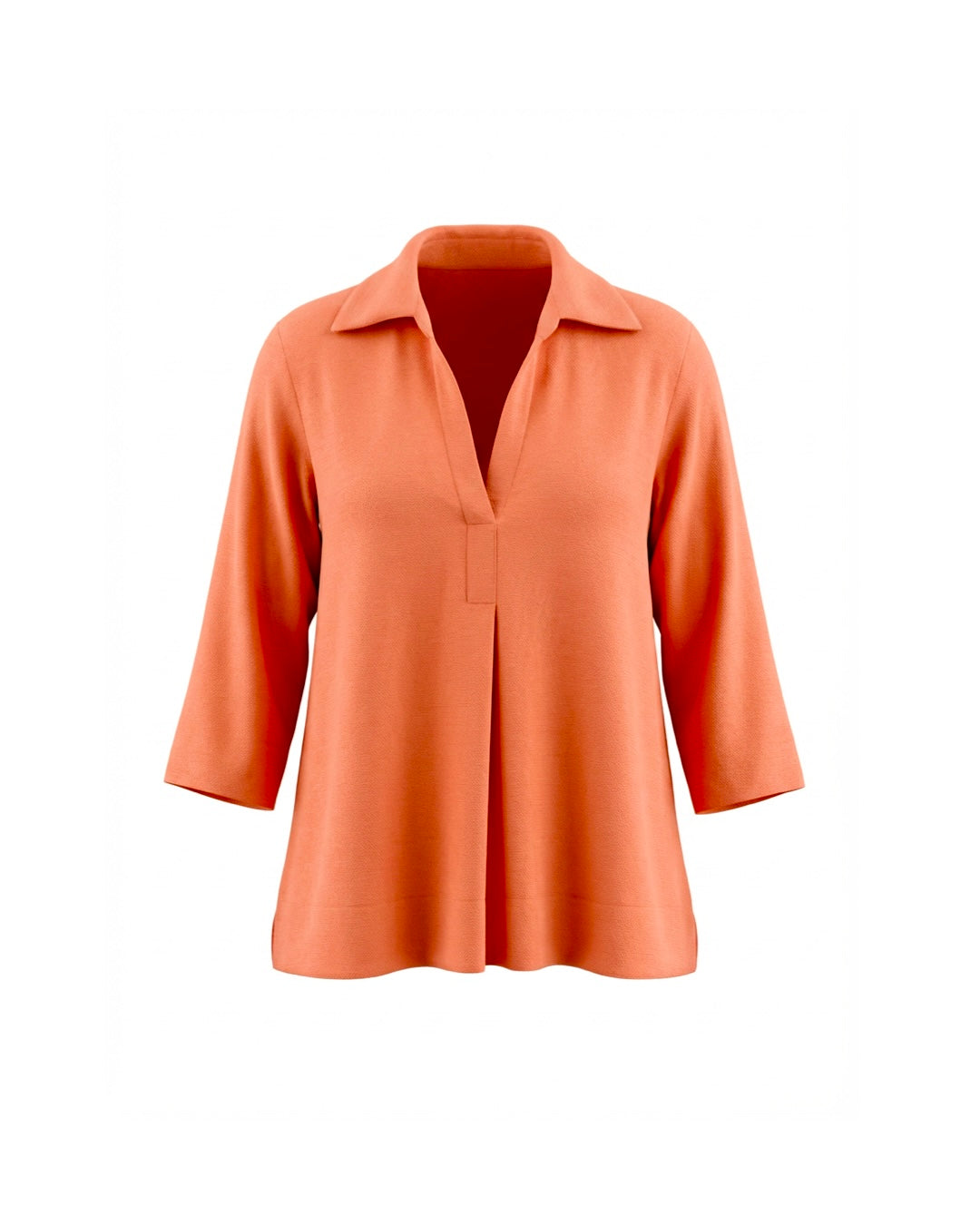 Orange blouse with a collar on a white background