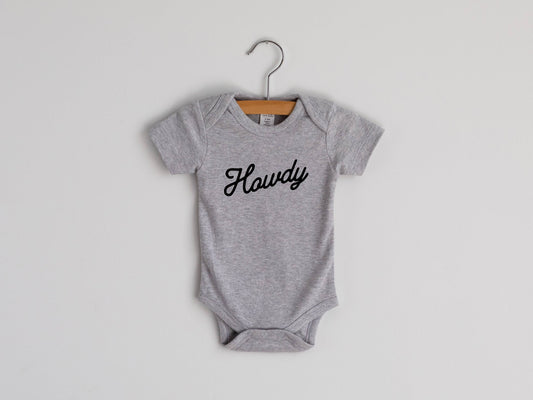 Howdy Baby Short Sleeve Bodysuit - Gray