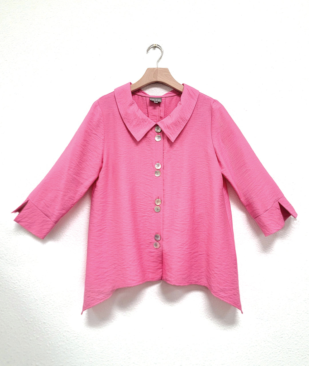 bubblegum pink button down blouse 
