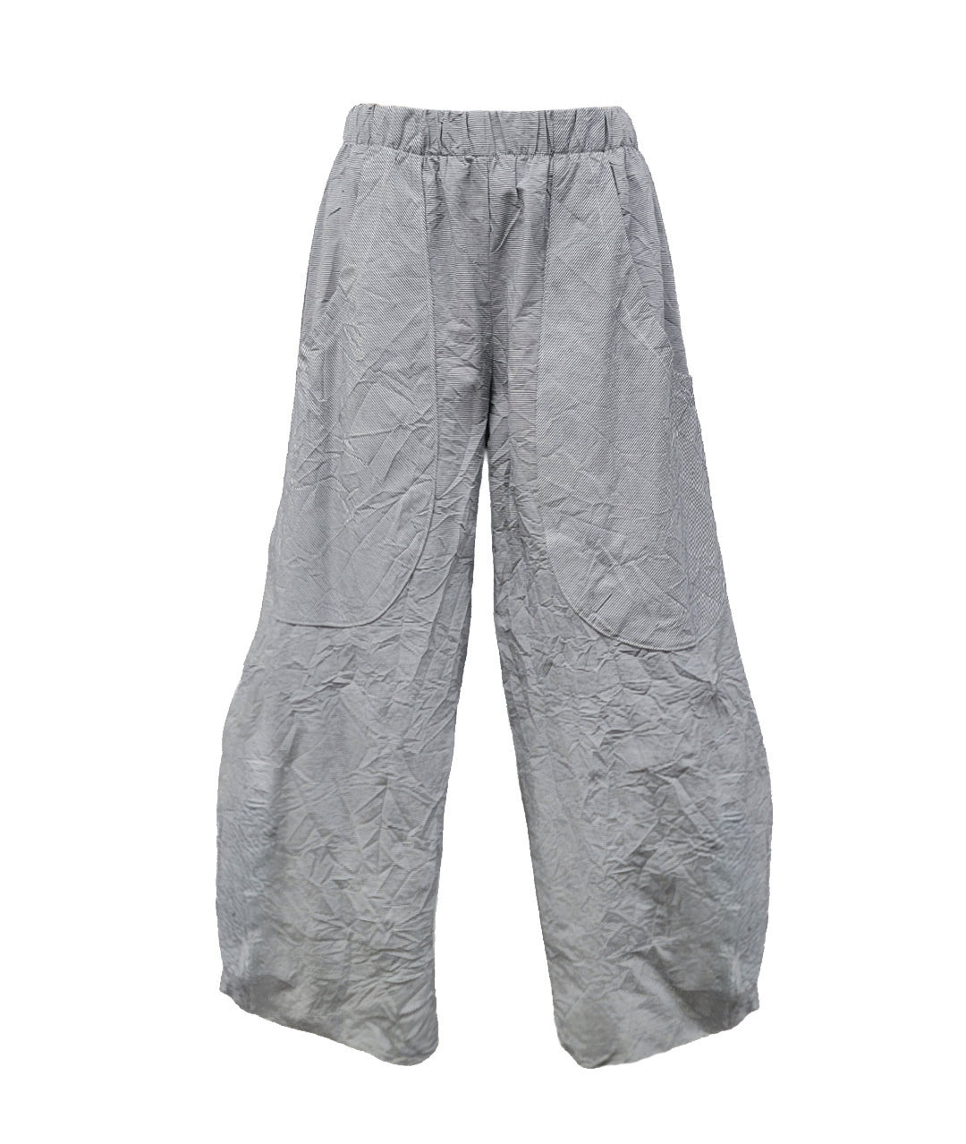 wide leg grey and white pinstripe pant with oversized pockets