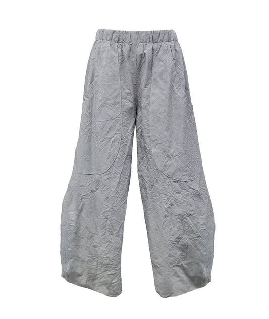 wide leg grey and white pinstripe pant with oversized pockets