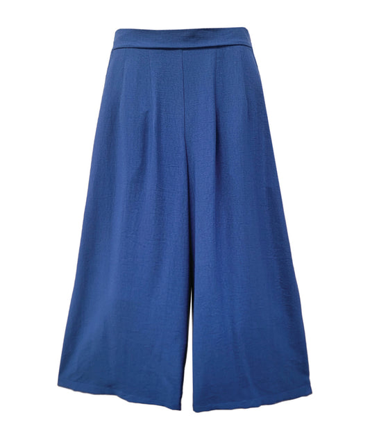 Blue wide-leg pants on a white background
