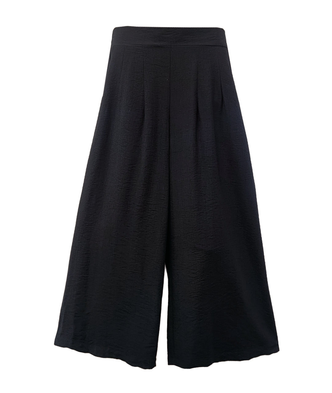 Black wide-leg pants on a white background