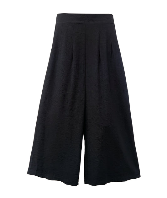 Black wide-leg pants on a white background