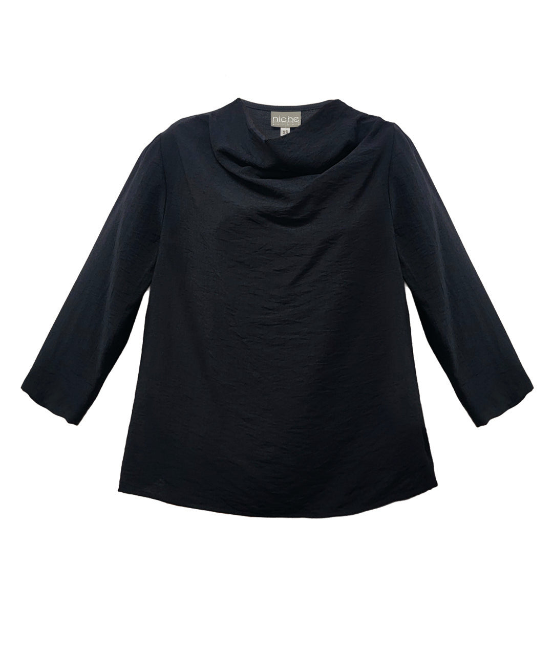 Black cowl top on a white background