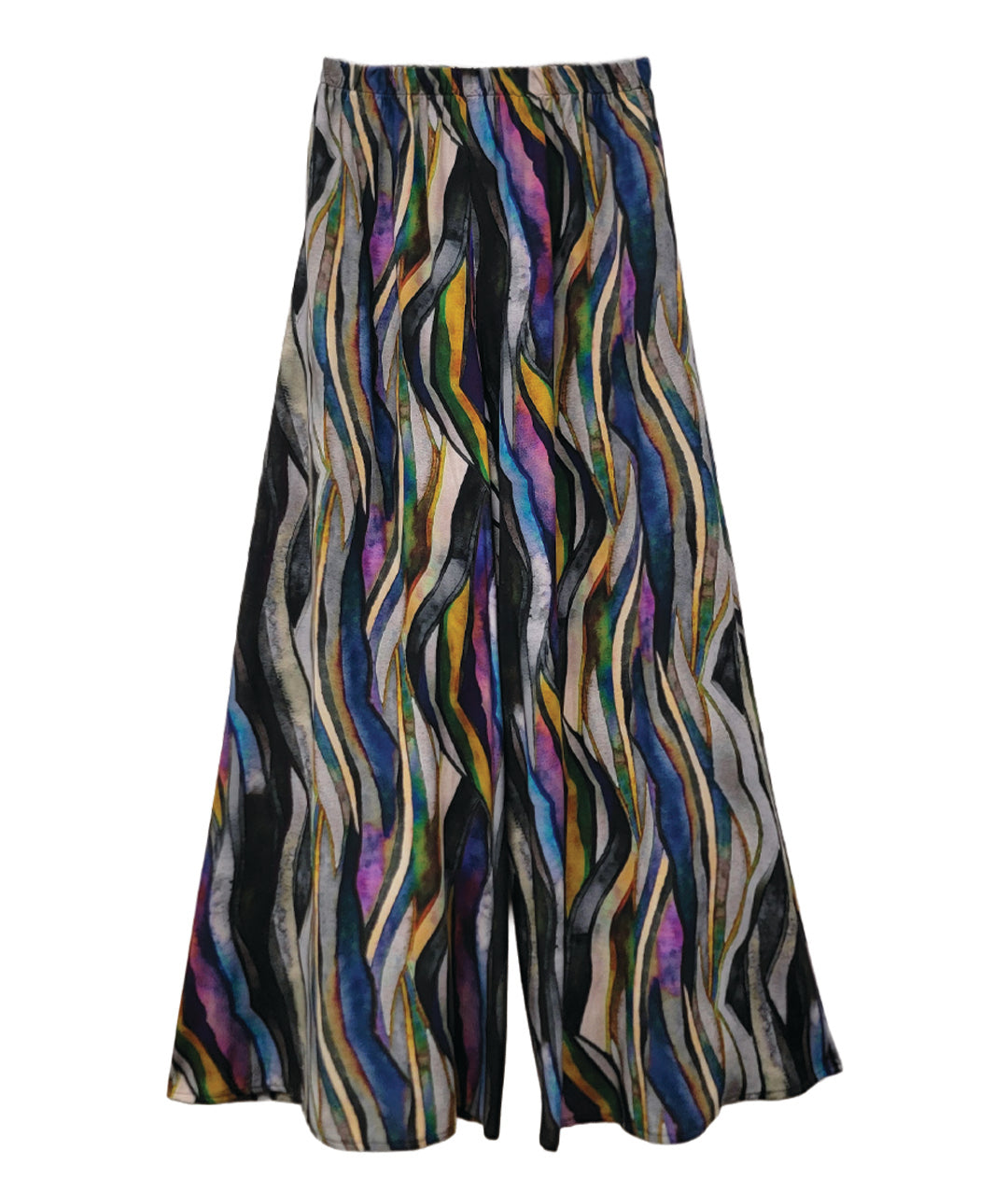 wide leg multi color pant with an elastic waist
