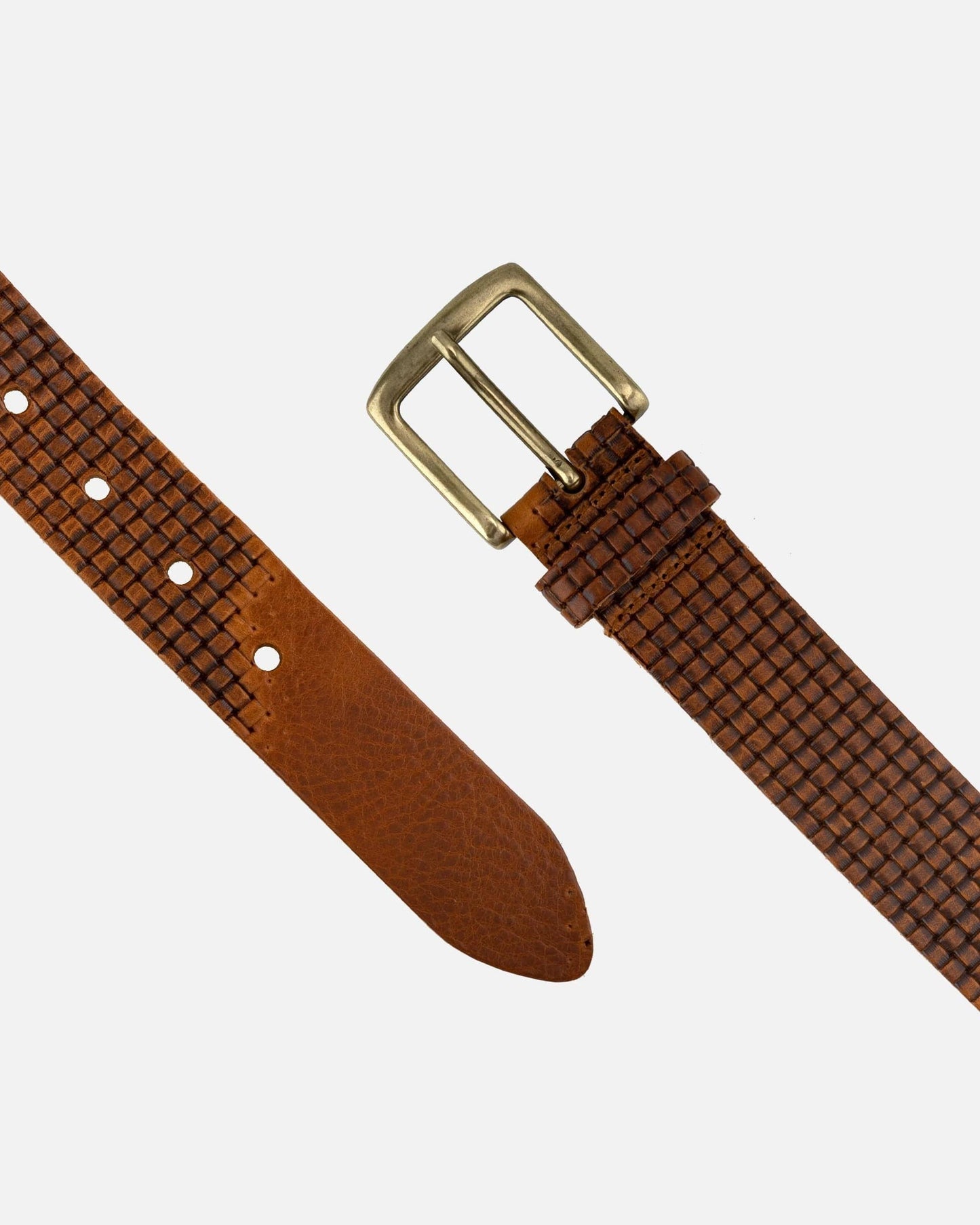 Alen Unisex Faded Leather Belt - Cognac