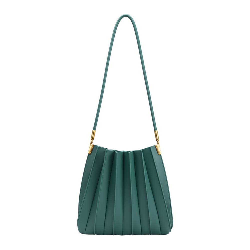 Carrie Pleated Vegan Bag - Peacock