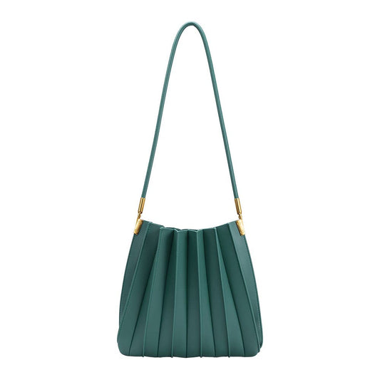Carrie Pleated Vegan Bag - Peacock