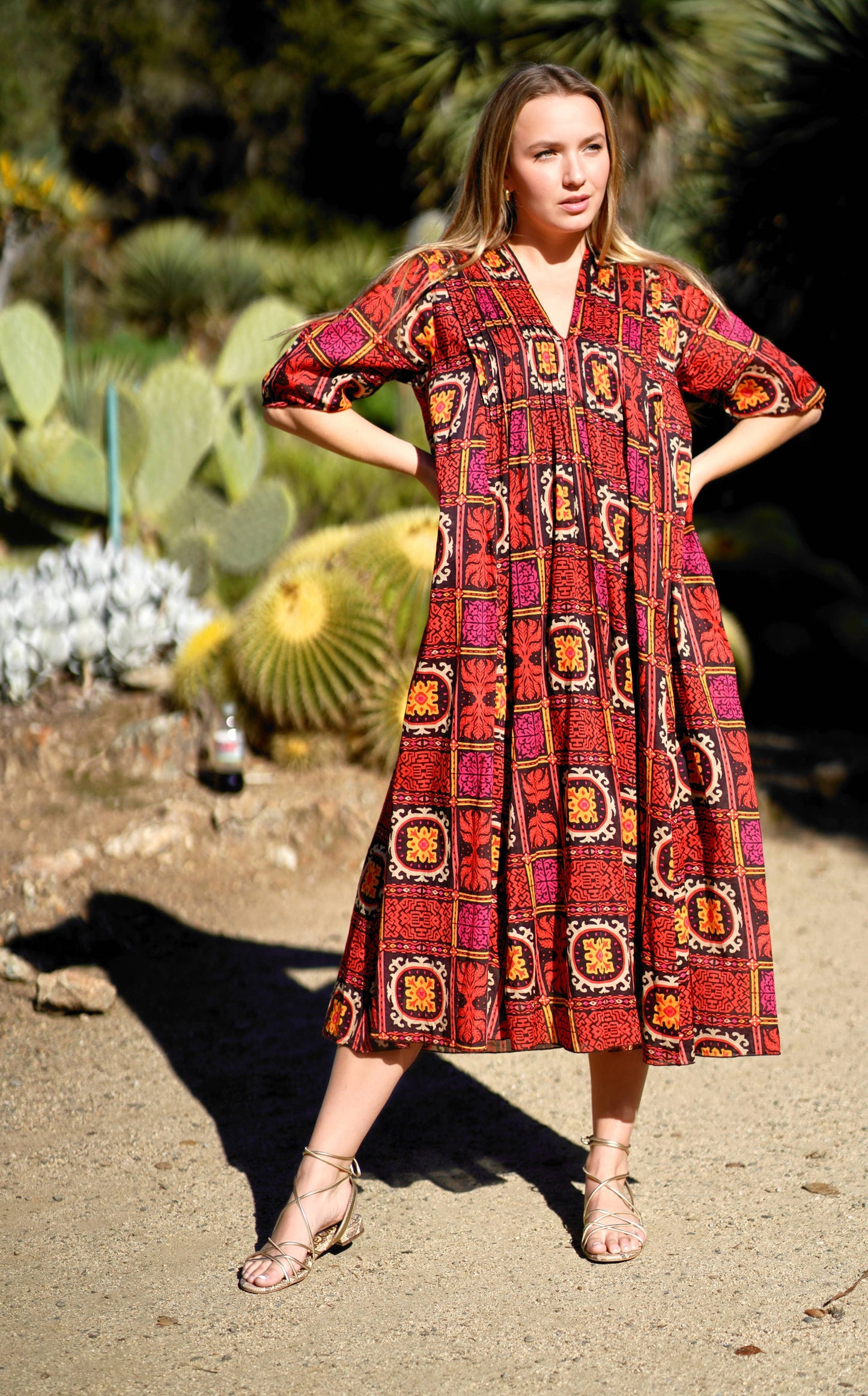 Skye Cotton Dress - Red & Black