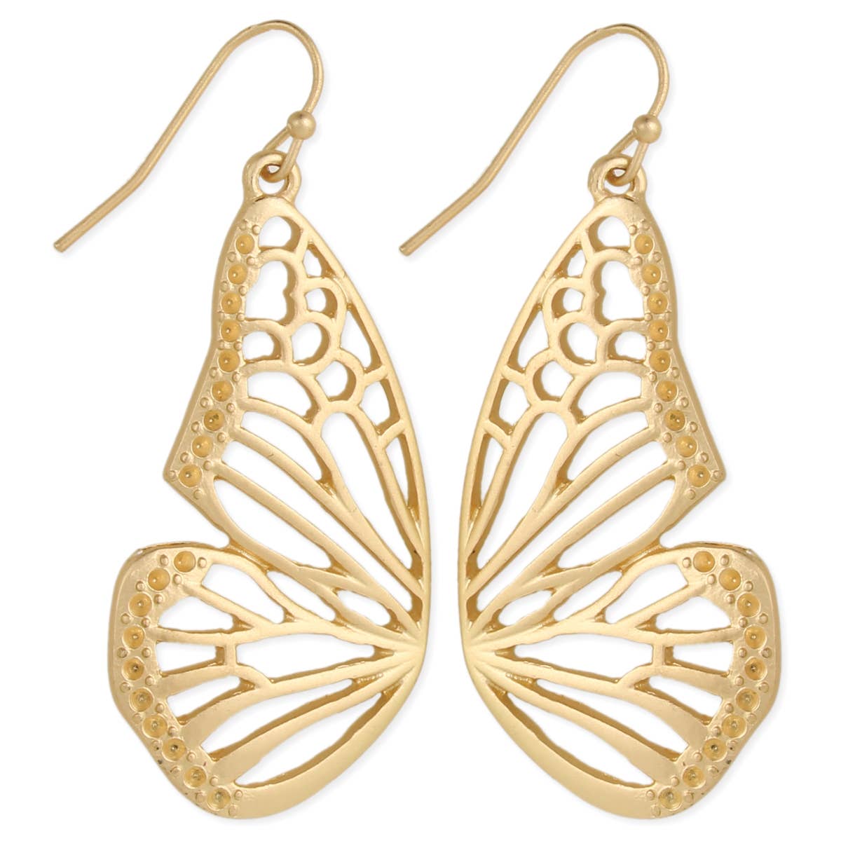 gold butterfly wing earrings