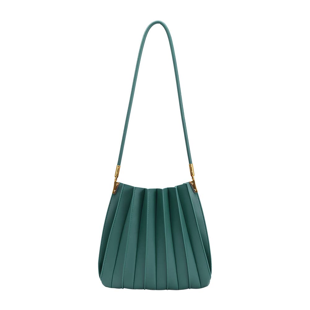 Carrie Pleated Vegan Bag - Peacock