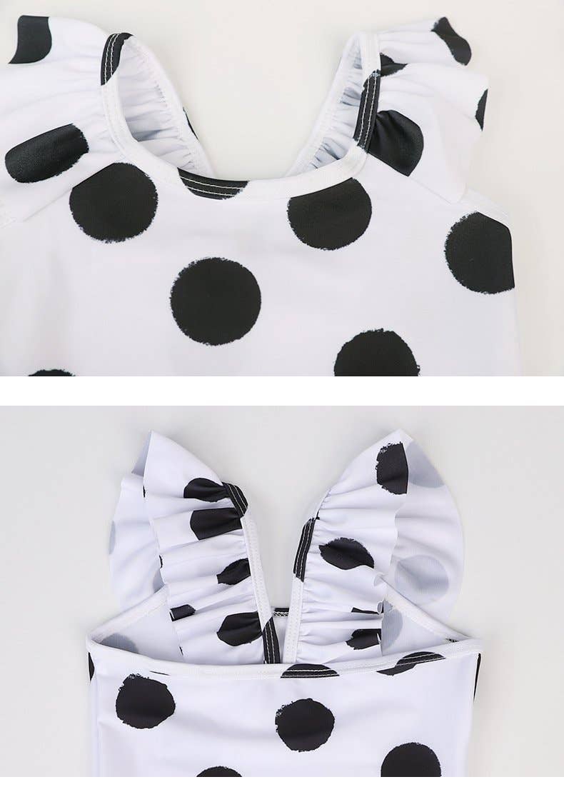 Girl's Polka Dot Swimsuit with Hat